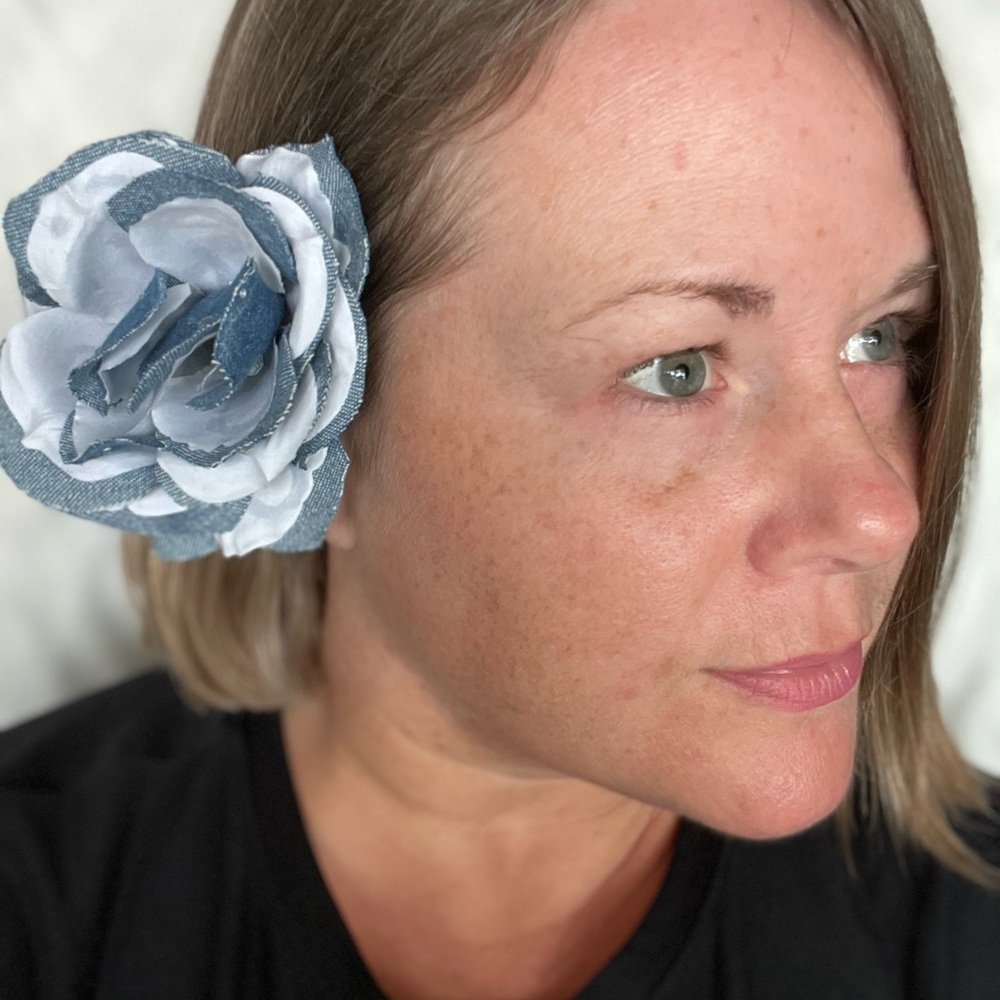 One handmade denim rose from Project Denim Rose by Shawn Marie’s Closet. - Picture 4 of 5